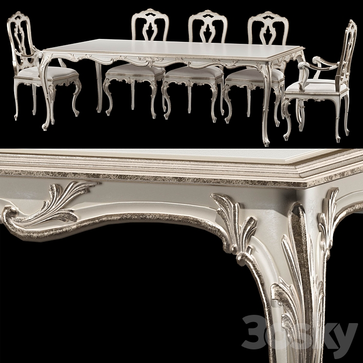 roberto giovannini dining table and chair ART 1341KPP and ART 193 3DS Max Model - thumbnail 1