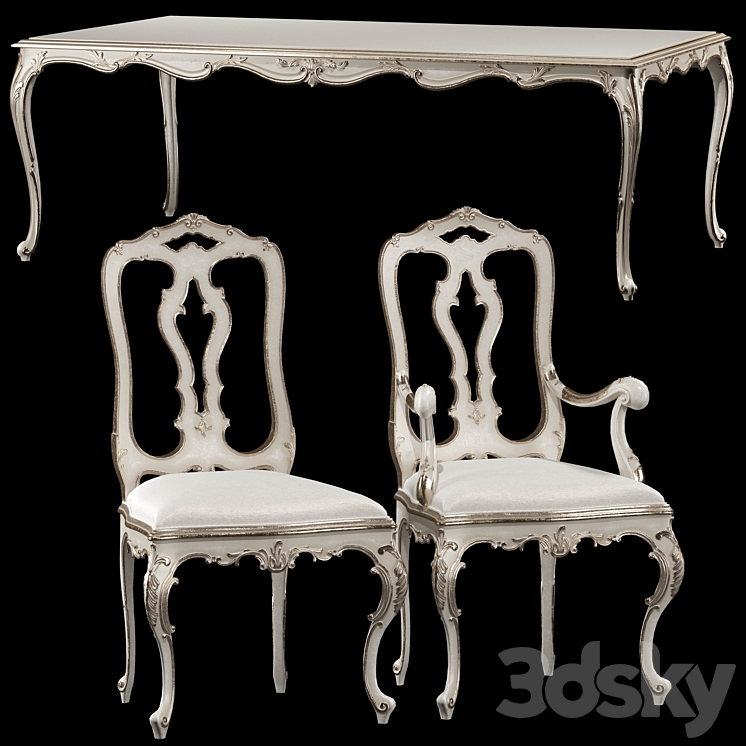 roberto giovannini dining table and chair ART 1341KPP and ART 193 3DS Max Model - thumbnail 2