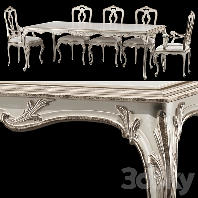 roberto giovannini dining table and chair ART 1341KPP and ART 193 3DSMax File - thumbnail 1