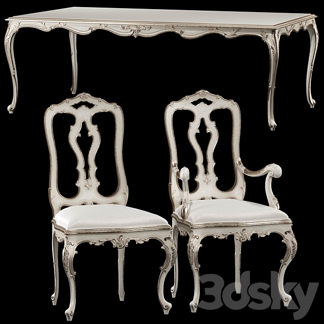 roberto giovannini dining table and chair ART 1341KPP and ART 193 3DSMax File - thumbnail 2