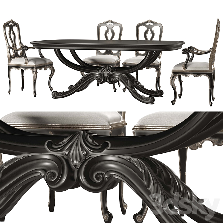 roberto giovannini dining table and chair art1231g and art 193 3DS Max Model - thumbnail 1