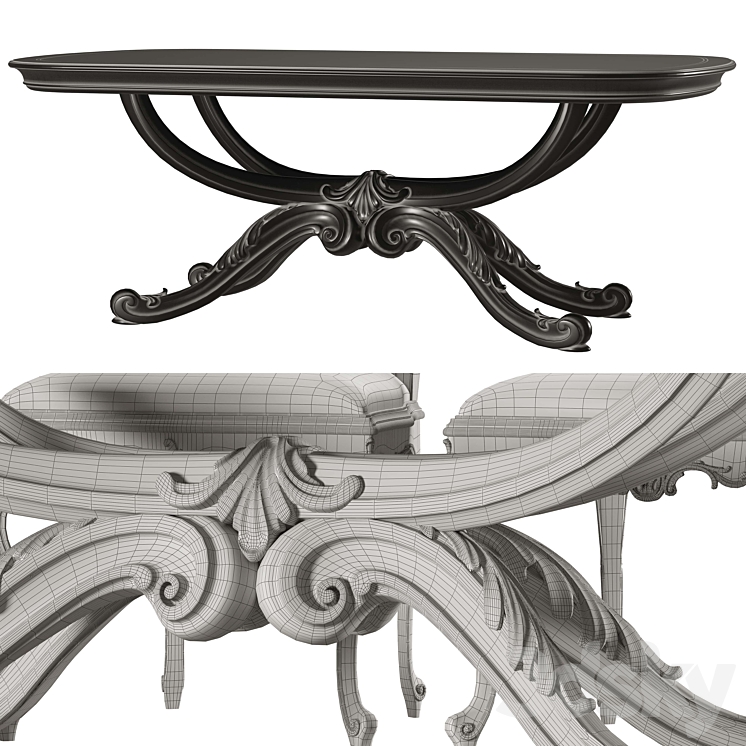 roberto giovannini dining table and chair art1231g and art 193 3DS Max Model - thumbnail 2