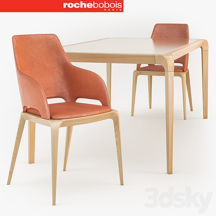 Roche Bobois BRIO dining table_BRIO Bridge chair 3DS Max - thumbnail 1