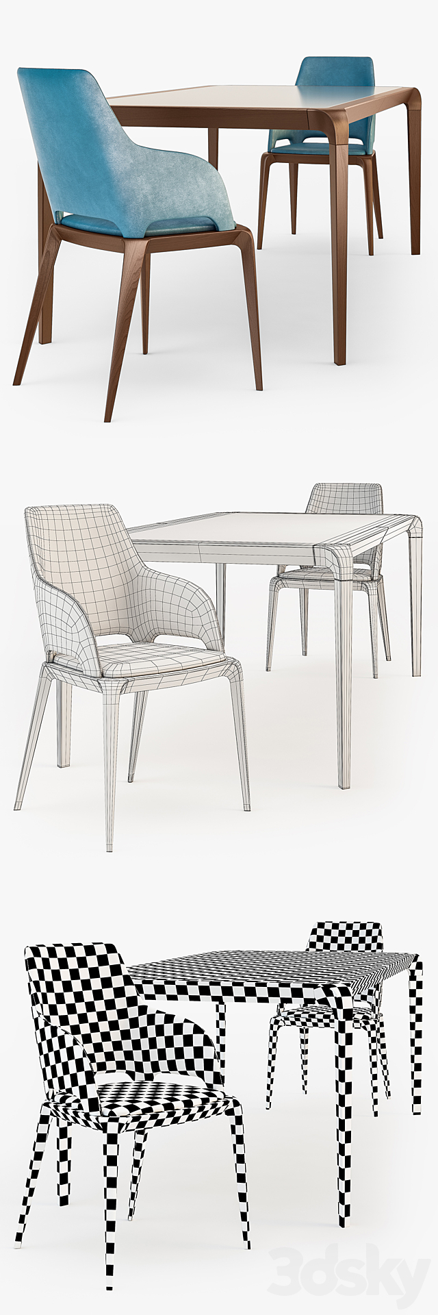 Roche Bobois BRIO dining table_BRIO Bridge chair 3DSMax File - thumbnail 3