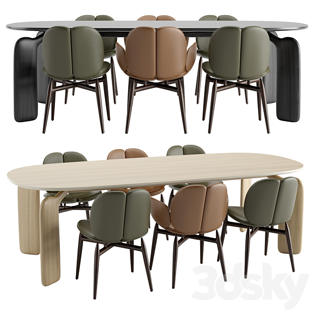 Roche Bobois – PULP table chairs wooden 3DSMax File - thumbnail 1