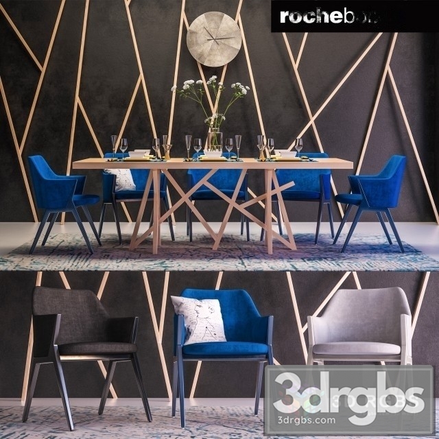 Roche Bobois Table and Chair Set 3dsmax Download - thumbnail 1