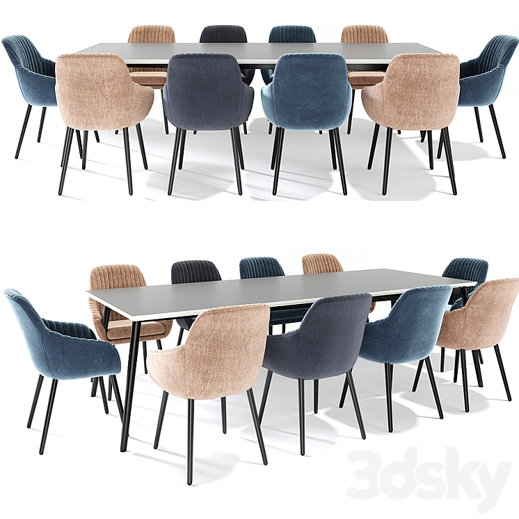 Rochelle Dining Table Chair Set 3DS Max - thumbnail 1