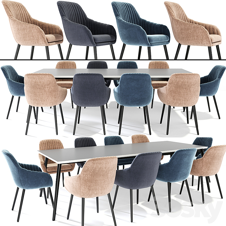 Rochelle Dining Table Chair Set 3DS Max - thumbnail 2