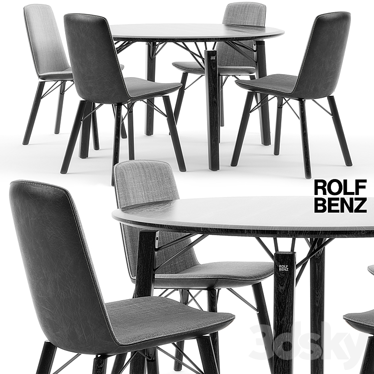 Rolf Benz 616 chair set 01 3DS Max - thumbnail 1