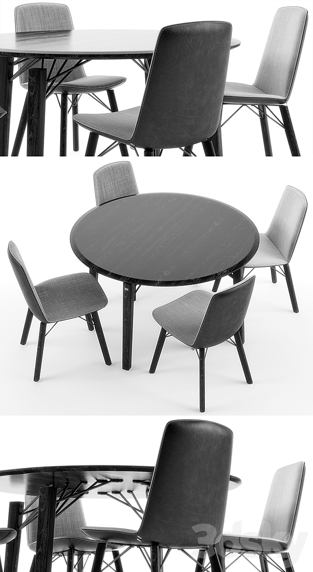 Rolf Benz 616 chair set 01 3DSMax File - thumbnail 2