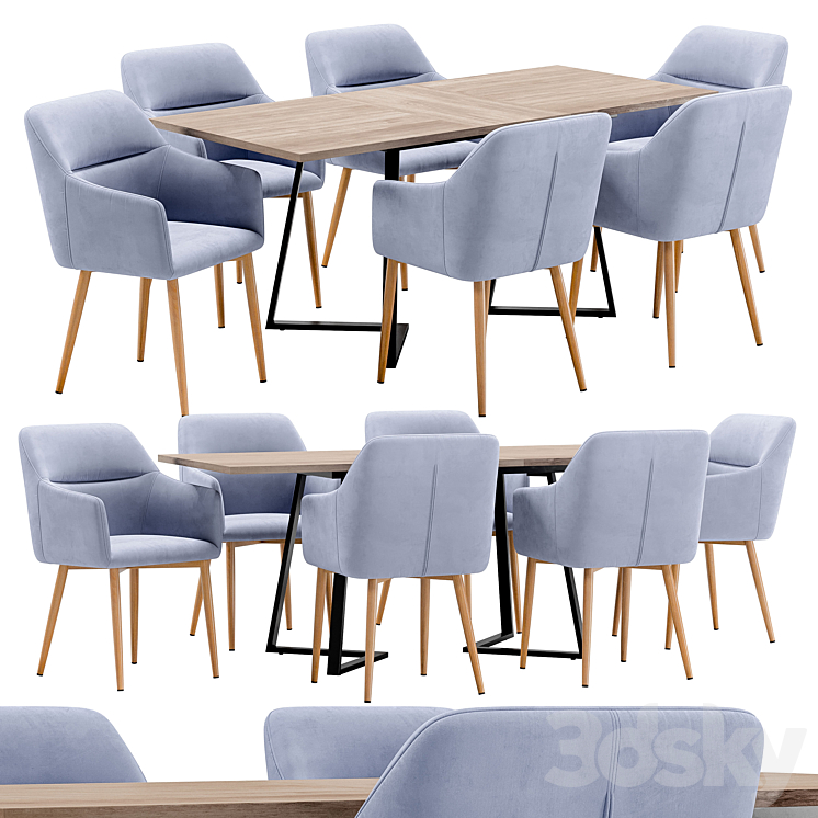 Rome dining chair and Ronaldo table 3DS Max Model - thumbnail 1