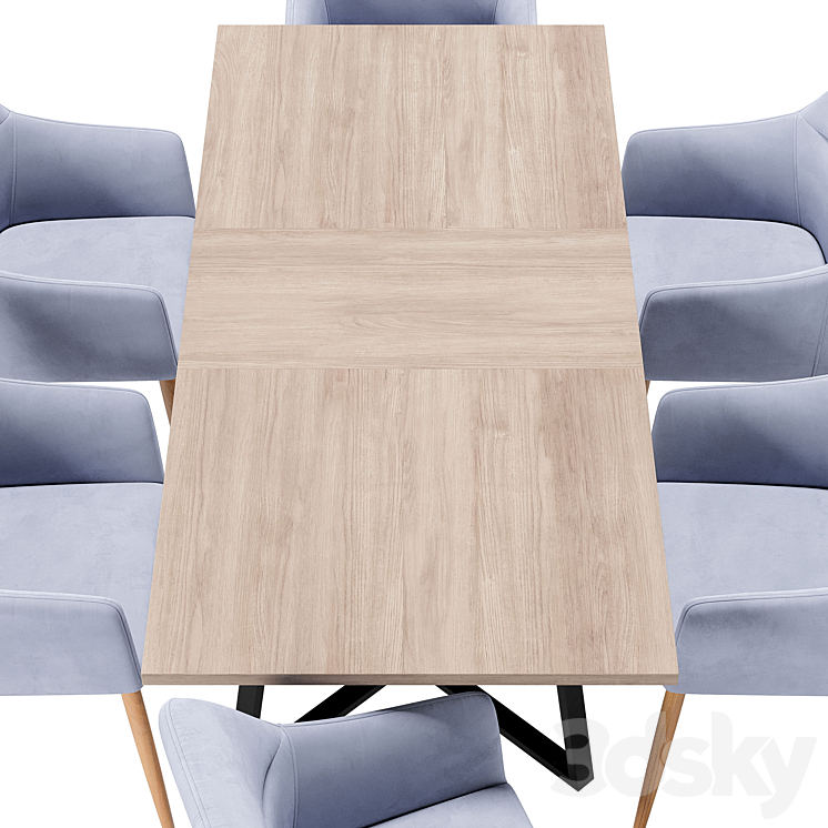 Rome dining chair and Ronaldo table 3DS Max Model - thumbnail 2