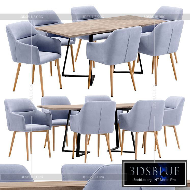 Rome dining chair and Ronaldo table 3DS Max - thumbnail 3