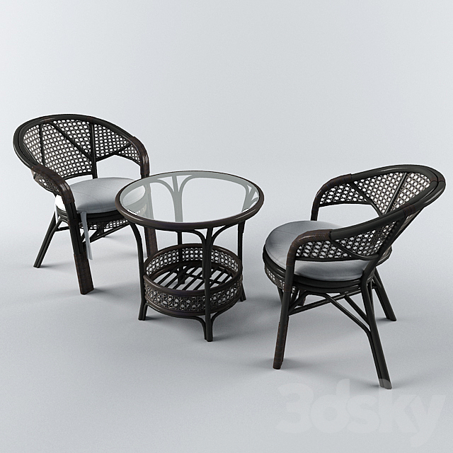 Rotang table and chairs 3DSMax File - thumbnail 1