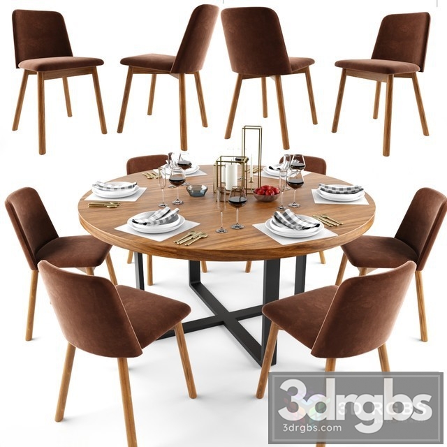 Round Dining Table Set 2 3dsmax Download - thumbnail 1