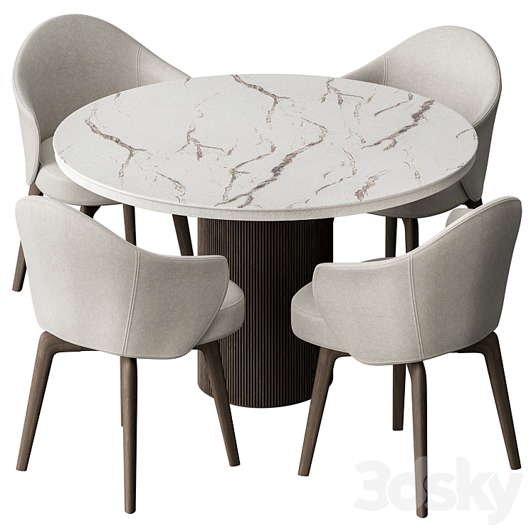 Round Dinning Table – Set 41 3DS Max Model - thumbnail 1