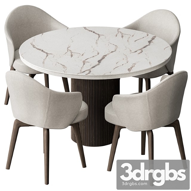 Round Dinning Table Set 41 3dsmax Download - thumbnail 1