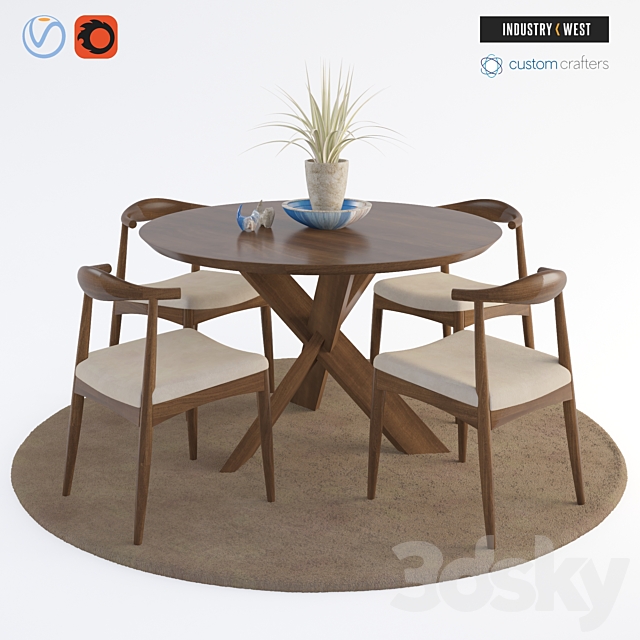 Round Table with Chairs (Custom Crafters & Industry West) 3ds Max - thumbnail 1