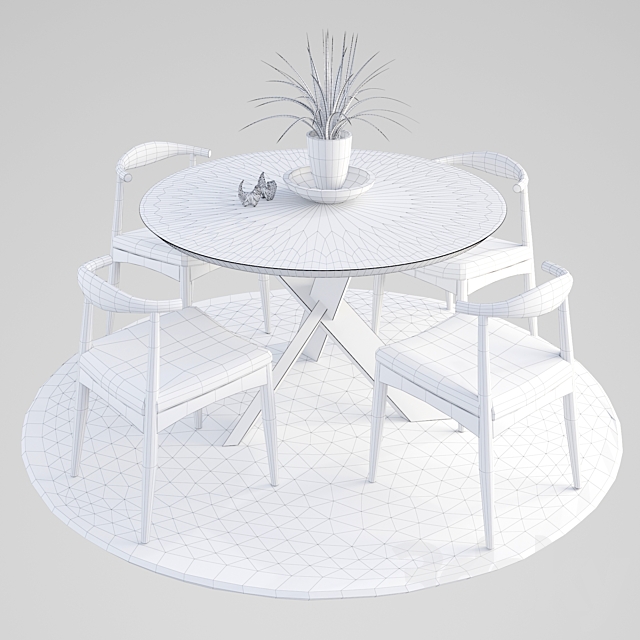 Round Table with Chairs (Custom Crafters & Industry West) 3ds Max - thumbnail 3