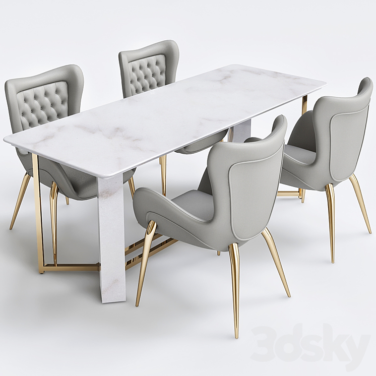 Rugiano Chair and table 3DS Max - thumbnail 1