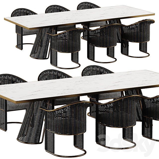 Rugiano Marina dining set 3DS Max Model - thumbnail 2