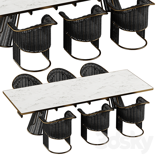 Rugiano Marina dining set 3DS Max Model - thumbnail 4