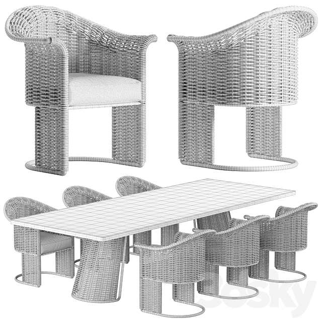 Rugiano Marina dining set 3DS Max Model - thumbnail 5