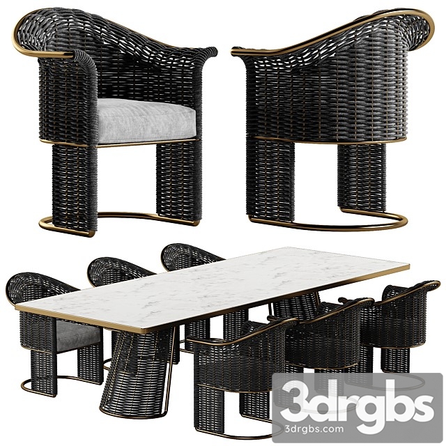 Rugiano Marina Dining Set 3dsmax Download - thumbnail 1