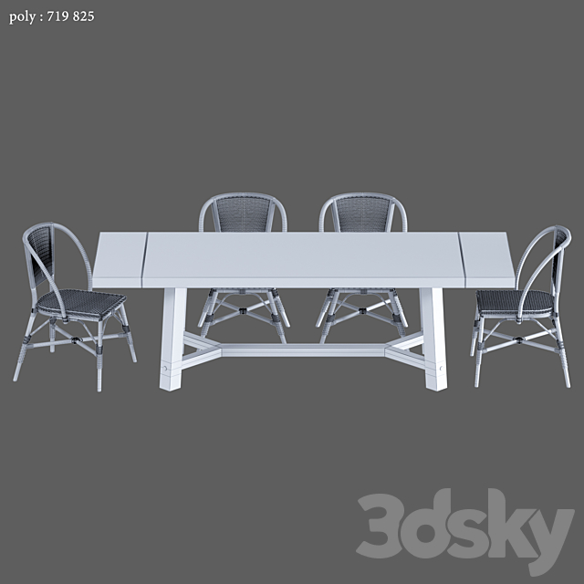 Rustic Farmhouse Dining Table 3DS Max Model - thumbnail 4