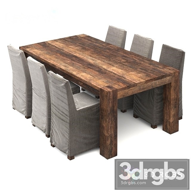 Rustic Style Modern Dining Room 3dsmax Download - thumbnail 1