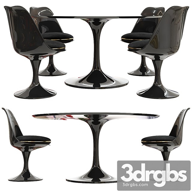 Saarinen Tulip table Chairs 3dsmax Download - thumbnail 1