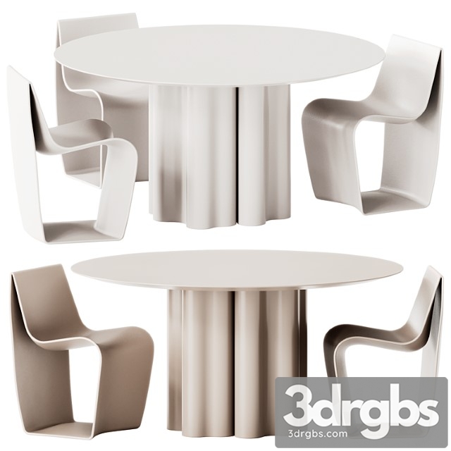 Saba Italia Teatro Magico Round Dining Table and MDF Italia Sign Matt Chair 3dsmax Download - thumbnail 1