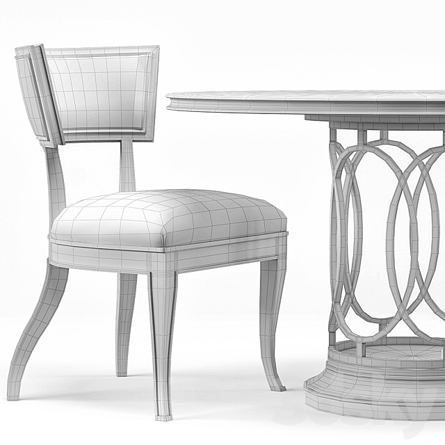 Sabrina Round Dining Table Sadowa Dining Chair 3DS Max Model - thumbnail 3