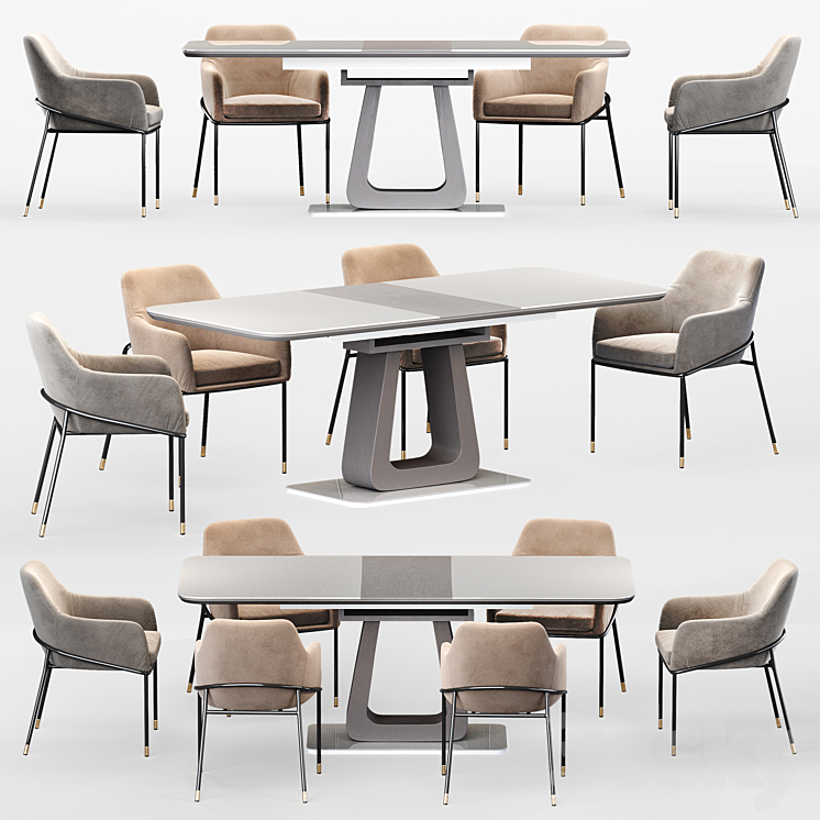 Sandra chair & Rosanna table \/ Rasonna & Sandra dining group 3DS Max - thumbnail 2