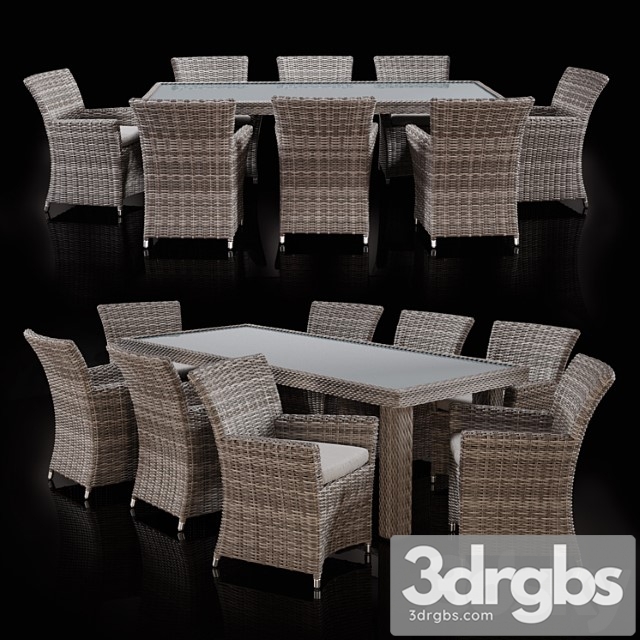 Savannah 9 piece outdoor wicker dining set 2 3dsmax Download - thumbnail 1