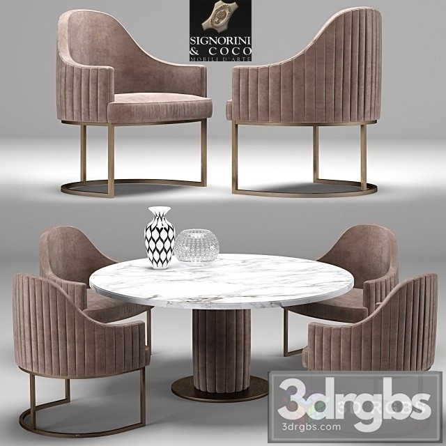 SC Isabel Byron Table and Chair 3dsmax Download - thumbnail 1