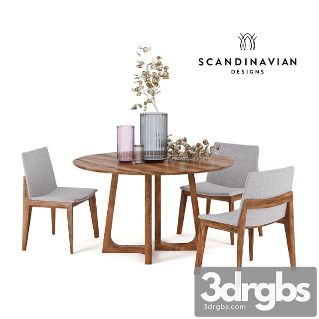 Scandinavian designs fuchsia dining chair & cress round dining table. lyngby porcelain 2 3dsmax Download - thumbnail 1