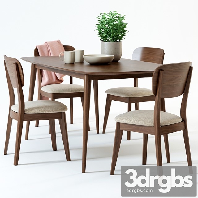 Scandinavian Designs Juneau Dining Table Juneau Dining Chair 3dsmax Download - thumbnail 1