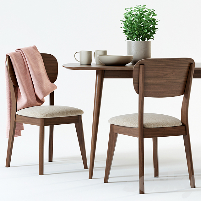 Scandinavian Designs Juneau Dining Table & Juneau Dining Chair 3DSMax File - thumbnail 2