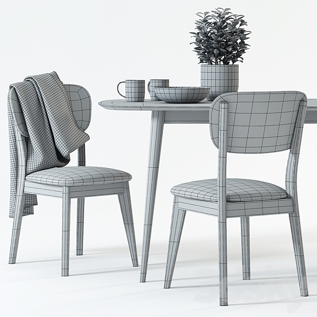 Scandinavian Designs Juneau Dining Table & Juneau Dining Chair 3DSMax File - thumbnail 3