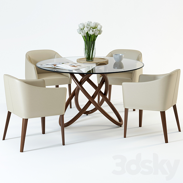 Scandinavian Designs Oleander Dining Table & Lank chair 3DSMax File - thumbnail 1