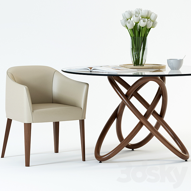 Scandinavian Designs Oleander Dining Table & Lank chair 3DSMax File - thumbnail 2