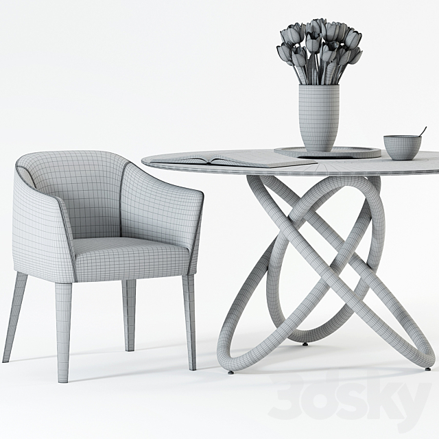 Scandinavian Designs Oleander Dining Table & Lank chair 3DSMax File - thumbnail 3