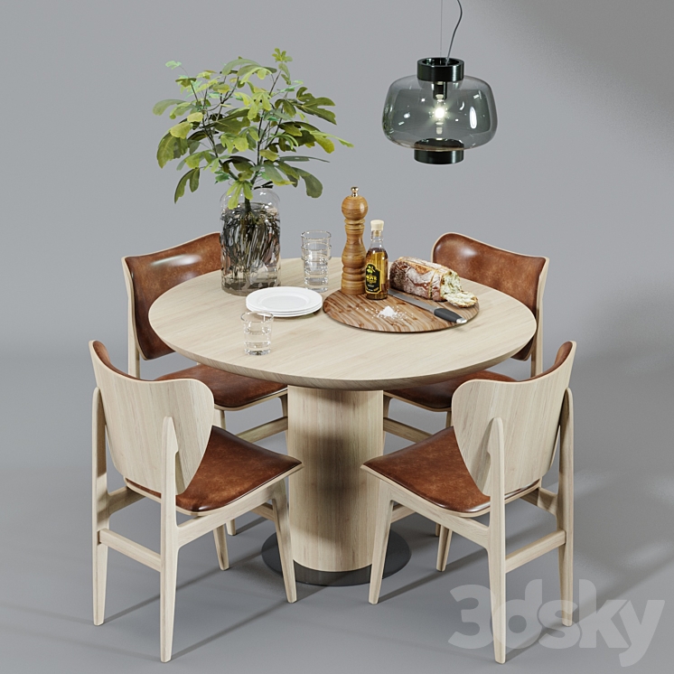 Scandinavian dining set 3DS Max - thumbnail 1