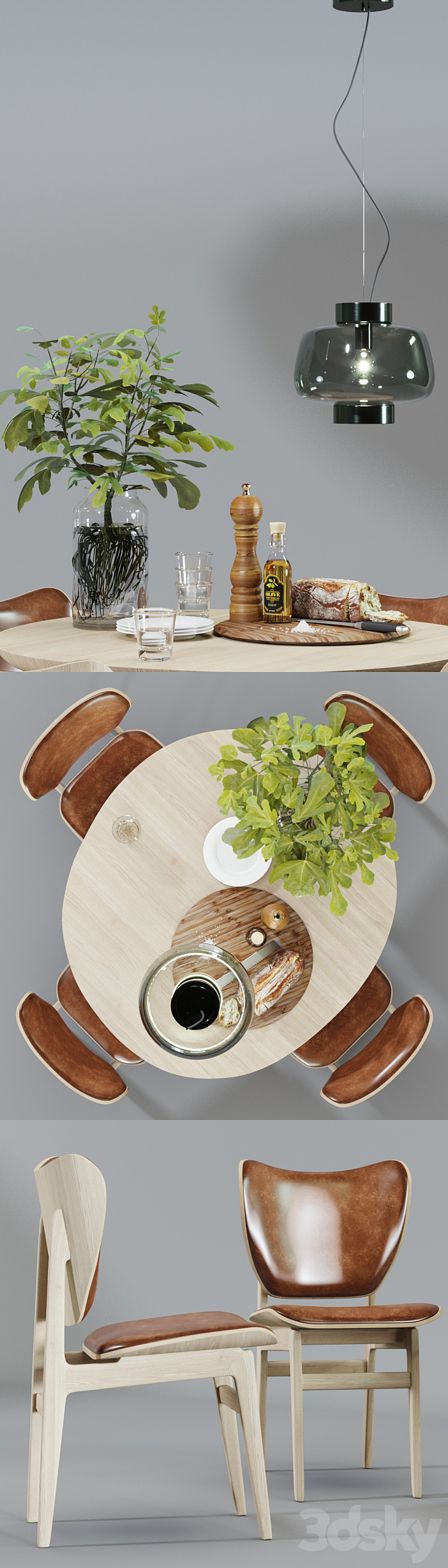 Scandinavian dining set 3DS Max - thumbnail 2