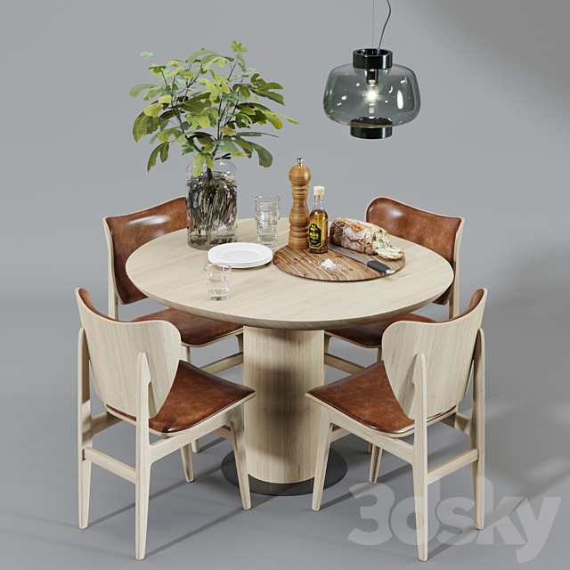 Scandinavian dining set 3DSMax File - thumbnail 1