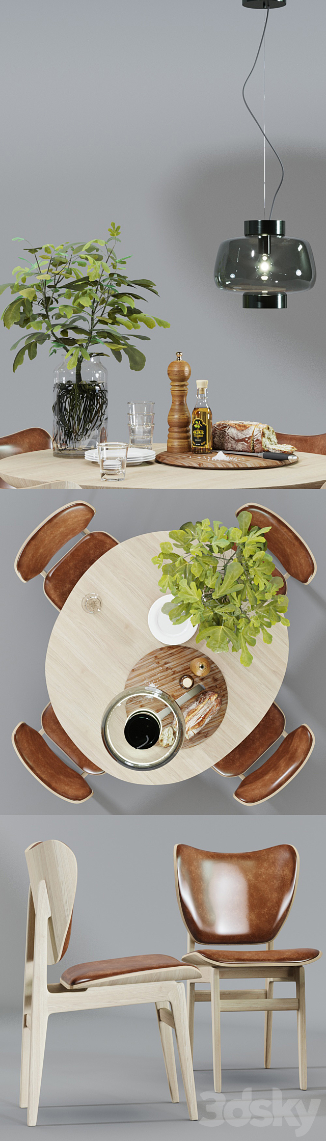 Scandinavian dining set 3DSMax File - thumbnail 2