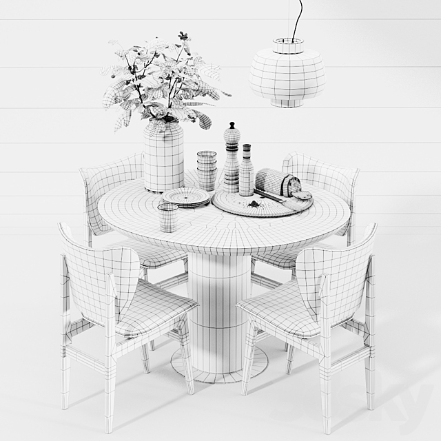 Scandinavian dining set 3DSMax File - thumbnail 3