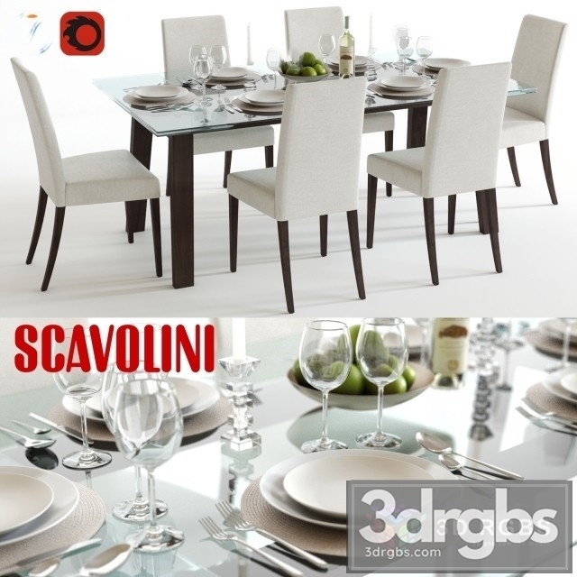 Scavolini Aire Table and Kuadra Chair 3dsmax Download - thumbnail 1