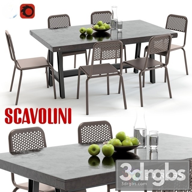 Scavolini Table and Chair Set 3dsmax Download - thumbnail 1